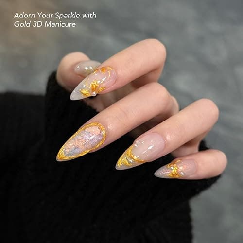 GAOY Gold 3D Nail Gel, 15g Sculpting Gel for 3D Nail Art Designs Carving, Molding, Painting, No Wipe Gel for Gems & Charms Decoration, Salon DIY Use thumbnail 6
