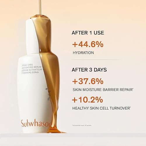 Sulwhasoo First Care Activating Serum – Targets Visible Fine Lines, Dryness & Dullness | Preventative Anti-Aging Serum with 500-Hour Aged Ginseng, Korean Herb Extract & Vitamin C | Korean Skincare thumbnail 5