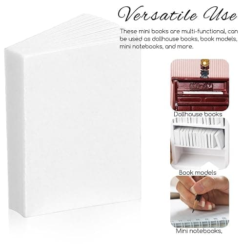 VOSAREA 50pcs Miniature White Book Dollhouse Book Models 1:12 Scale Mini Book Tiny Blank Notebook Toy Mini House Opening Books Ornament for Dollhouse Bookshelf Decoration thumbnail 4