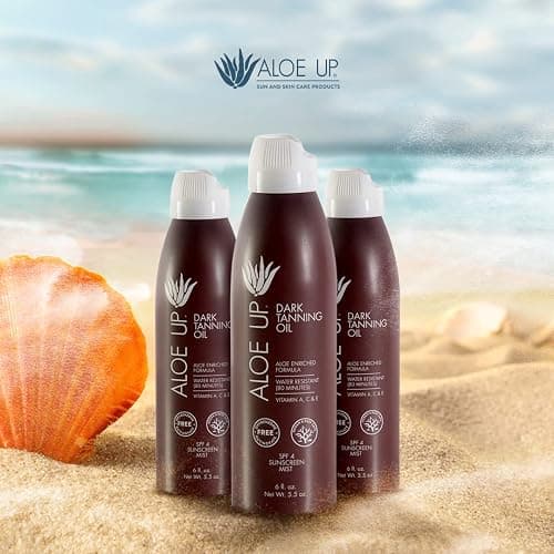 Aloe Up SPF 4 Dark Tanning Oil - Body and Face Tanning Continuous Spray for Outdoor Sun - With Sunscreen, Pure Aloe Vera, and Natural Oils - Dries Clear - Reef Friendly - Fresh Tropical Scent - 6 Oz thumbnail 9