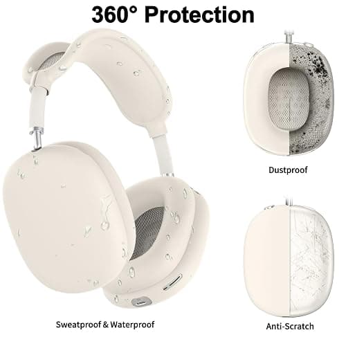 Silicone Case Cover for AirPods Max, Ear Pad Case Cover/Ear Cups Cover/Headband Cover for AirPods Max Headphones, Accessories Soft Silicone Protector for Apple AirPods Max New USB-C (2024) (Beige) thumbnail 4