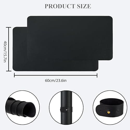 2 PCS Nail Art Table Mat, Soft Microfiber PU Leather Nail Pad, Foldable Nail Art Rest Pad, Reusable Nail Mat for Table Desk, Acrylic Nail Desk Mat for Nail Cushion (Black and Black) thumbnail 2