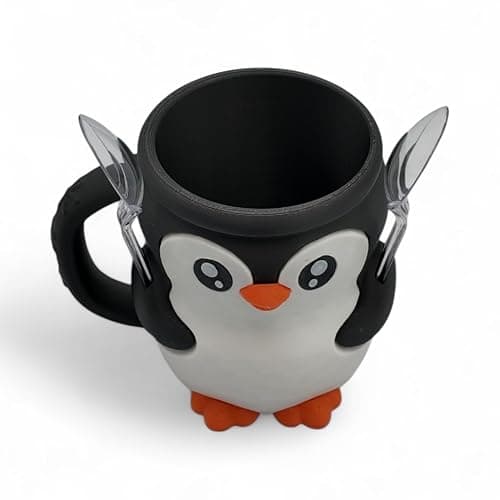 Ice Cream Pint Holder – Fits Standard Pints – Dual Spoon Sockets – Keeps Hands Warm – Fun Unique Designs with Vibrant Colors – Reusable Ice Cream Sleeve - Ramen Noodle Holder (Penguin) thumbnail 5