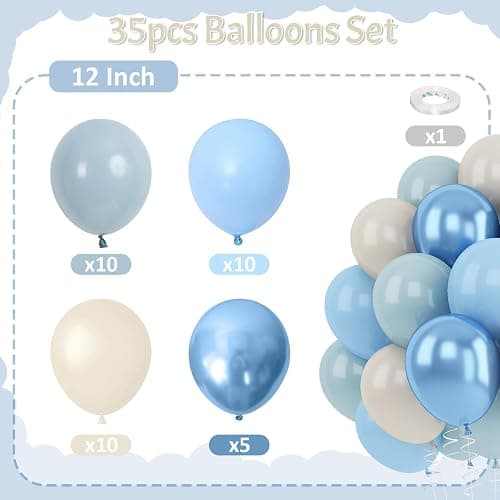 Blue White Sand Balloons Dusty Slate Fog Pastel Metallic Blue Beige Balloon 12INCH Helium Latex Balloon for Arch Kids Birthday Party Decorations Baby Boy Shower Christening Bridal Wedding Decor thumbnail 4