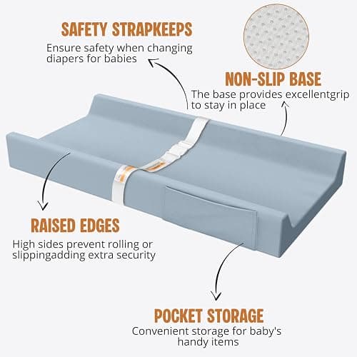 JVEOO Vegan Leather Baby Changing Pad, Waterproof & Wipeable Soft Diaper Changing Mat 32" x 16.6" Comfortable Infant Changing Station for Dresser & Table thumbnail 4