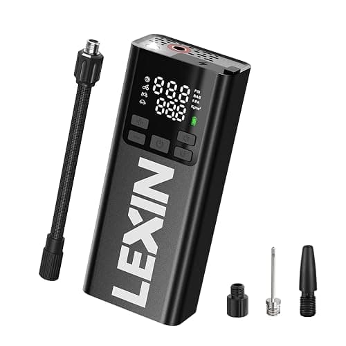 LEXIN P5 Tire Inflator Portable Air Compressor, 150PSI Electric Air Pump for Car Tires, w/Pressure Gauge&LED Light, 5000mAh Cordless Smart Pump for Car/Motorcycle/Bike/Bicycle/Scooter/Ball, Alloy - Image 1