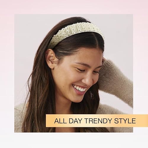CONAIR Scunci Pearl Headband - ideal for all occasions- fashionable and trendy nonslip head band- hair accessories for women - holiday headwear - stocking stuffers - gifts for her -Ivory thumbnail 3