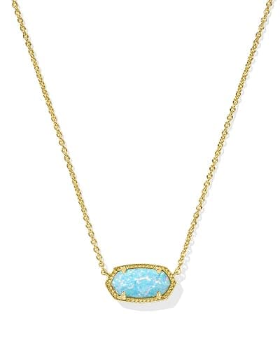 Kendra Scott Elisa Pendant Necklace for Women, Fashion Jewelry, Gold-Plated Brass, Light Teal Kyocera Opal - Image 1