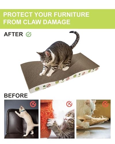 TIMHAKA Cat Scratching Board, Corrugate Cat Scratcher for Indoor Cats with Catnip, Cat Scratch Pad with Premium Scratch Textures Design, Cardboard Cat Scratcher with Double-Sided Usability (Pack of 2) thumbnail 6