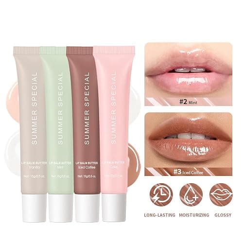 Summer Lip Glossy Butter Balm, Instant Moisture Sheer Tint, Non-Sticky, Conditioning Formula to Soothe & Repair Dry, Chapped Lips, Jelly Lip Stain with Natural Scent (#3Iced Coffee, 1Pc) thumbnail 9