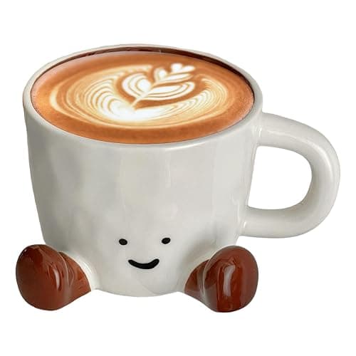 Novelty Tea Cup with Feet, Cute Water Mugs, Crea-tive Planter Ceramic Hand Kneaded Cute Coffee Mug, Durablle Thermal Coffee Cup, Decorative Desk Accessory for Offices Home - Image 1