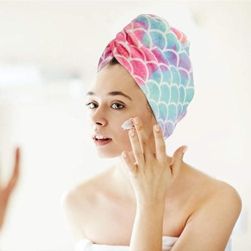 Microfiber Hair Towel for Kids Gifts - Soft Super Absorbent Rapid Drying Hair Towel Wrap Turban for Girls Women with Button, Anti-Frizz for Thicker Curly Long Hair, 3Pack thumbnail 6