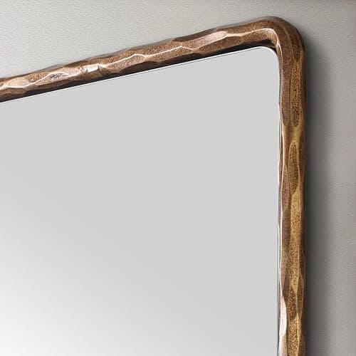 ANDY STAR Hand-Forged Gold Bathroom Mirrors for Wall, 24x36 Inch Vintage Solid Steel Metal Frame Bathroom Vanity Mirror, Antique Rounded Rectangle Wall Mirror, Hangs Horizontally or Vertically thumbnail 4