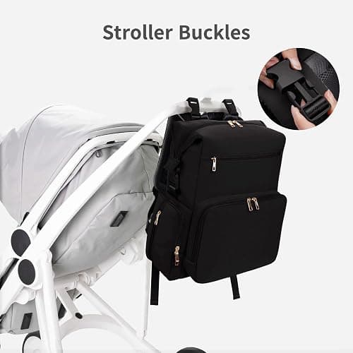 CEI-CEI Neoprene Diaper Bag Backpack with Changing Pad, Large Newborn Baby Maternity Bags Travel Tote with Insulated Pockets (Black) thumbnail 6