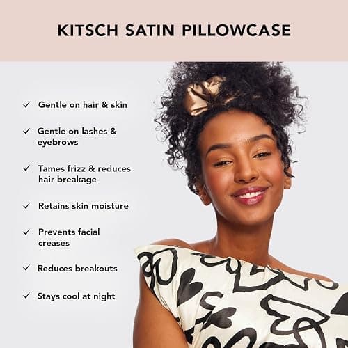 Kitsch Satin Pillowcase with Zipper for Hair & Skin, Softer Than Silk Pillow Cases Queen, Wrinkle-Free, Smooth and Cooling Satin Pillow Covers, Standard Size 19"x26" - Heart thumbnail 4