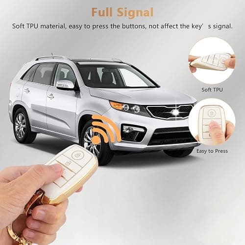 PIFOOG Key Fob Cover for Kia Optima Soul Sportage Sorento Forte Rio Niro Accessories Bling Keychain Soft TPU Car Keys Case Shell 4 Buttons Protector Girly Women Cute White Gold thumbnail 4
