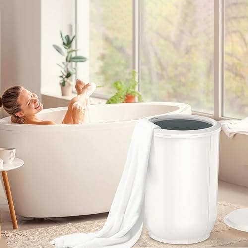 FLYHIT Large Towel Warmer for Bathroom - Heated Towel Warmers Bucket, Wood Handle, Auto Shut Off, Fits Up to Two 40"X70" Oversized Towels, Bathrobes, Blankets, Best Ideal for Mother's Gifts thumbnail 2