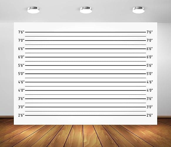 BELECO 1.5x1m Fabric Mugshot Backdrop Police Lineup Height Charts Backdrop for Photography Bachelorette Party Girls Night Out Party Supplies Prison Mugshot Police Lineup Photo Booth Banner Studio - Image 1