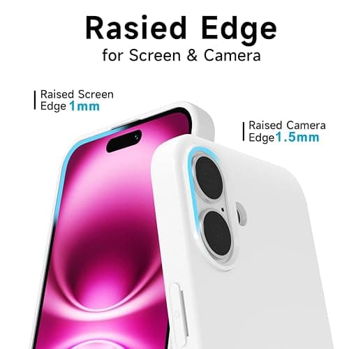 LoeoeL for iPhone 16 Plus Phone Case Liquid Silicone, Cute Girly Thin Ultra Slim Jelly Soft Rubber Gel Plustective Glossy Hard Plastic Case, Plain Solid Color Cover for Women Girl, White thumbnail 4