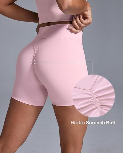 INGIA Womens High Waist No Front Seam Scrunch Butt Biker Shorts 5 Inches V-Back Scrunch Booty Gym Workouts thumbnail 5
