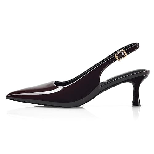 GENSHUO Kitten Heel Slingback Closed Pointed Toe Low Heels Pumps Women 2 Inch Short Strap Dressy Comfortable Wedding Dating Work Shoes thumbnail 5