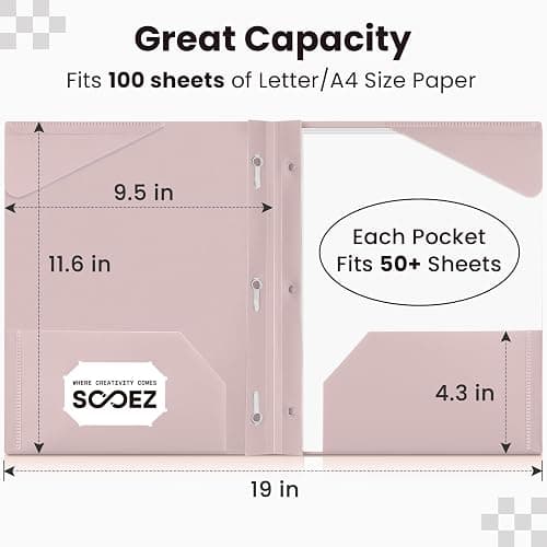 Sooez Folders with Pockets and Prong, 6 Pack, Green Colors, File Folders with Prongs, 2 Pocket Folders Bulk, Plastic Folder for School College Supplies, Aesthetic Nursing Cute School Supplies thumbnail 2