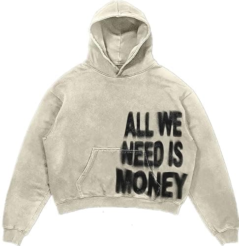 Silver Basic All We Need Is Money Hoodie for Men/Women Funny All We Need Is Love Prints Sweatshirt Y2K Hoodie - Image 1