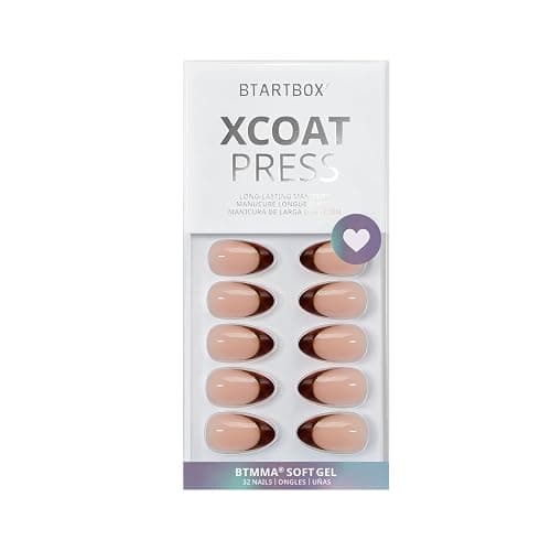 BTArtbox Press On Nails Short Almond - Tortoise Shell, Winter French Tip Press On Nails, Soft Gel Fake Nails Brown, Reusable Glue On Nails with Nail Glue in 16 Sizes, 32 Stick On Nail Kit thumbnail 3