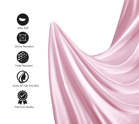 Silk like Satin Sheets, Full Size Bed Sheet Set, Pink, 4 Piece | Deep Pocket, Soft Cooling Feel, 360-Degree Elastic & 4 Corner Straps, Skin & Hair Friendly, Hypoallergenic thumbnail 3