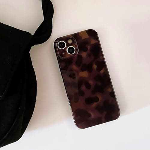 Reezaddin Aesthetic Tortoise Shell Phone Case for iPhone 15 Pro 6.1in,Retro Cool Girl Leopard Print Brown Amber Trendy Full Camera Protective Cover for iPhone 15pro 6.1" thumbnail 9