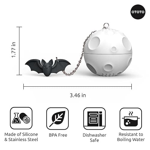 Cute Tea Strainers - Loose Leaf Tea Steeper, Tea Infuser for Loose Leaf Tea, Tea Diffusers, Tea Accessories, Mushroom Gifts, Cute Kitchen Accessories, White Elephant Gifts, (Moonlit, Spooky, Gothic) thumbnail 2