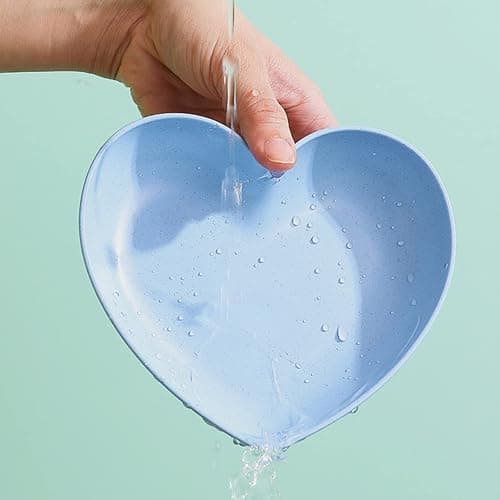 5 Pack 6 Inch Heart Shape Mini Dipping Sauces Bowls, Unbreakable Wheat Straw Small Snack Dessert Dishes, Salad Plates for Sushi Side Dish Fruit Appetizer Cake, Pink thumbnail 7