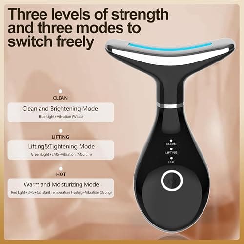 Home face and Neck Anti-Wrinkle and Anti-Aging Beauty Tool, Convenient 3-in-1 Skin Care Facial Massager, Face Shaping Tool, Vibration for Daily use at Home (White) thumbnail 5