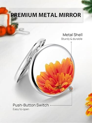 Getinbulk Compact Mirror, 1x/2x Magnification Pocket Mirror, Silver | Compact Mirror for Purse, Metal+Glass, Foldable Double-Sided Mirror, Purse Essentials, Portable, Travel, Quick Touch-ups thumbnail 4