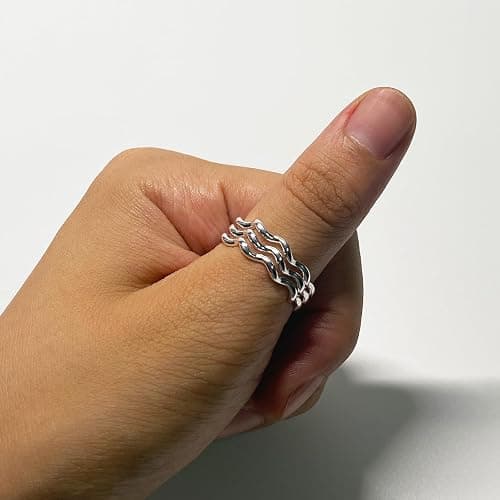 CH.yishi Handmade 925 Sterling Silver Ring Adjustable Stacking Ring Vintage Statement Ring Personalized Jewelry for Women & Men thumbnail 4