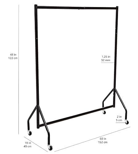 Amazon Basics Heavy Duty Portable Rolling Garment Rack, Hanging Clothes Organizer Rail for Display and Storage, Easy to Assemble, 19 x 60 x 48 inches, Black thumbnail 8