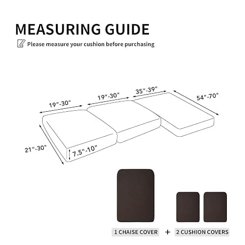 Easy-Going Stretch 3 Pieces Couch Cushion Covers for Sectional Sofa Left/Right L Shape Chaise Lounge Sofa Seat slipcover Anti-Slip Sofa Cover Soft (2 Seater + 1 Chaise, Chocolate) thumbnail 2