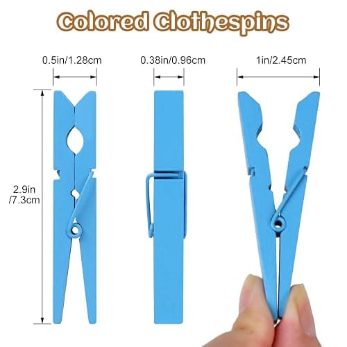 Phinus 72 Pcs Colorful Wooden Clothes Pins, 2.9 Inch 12 Colors Clothes Pins for Hanging Clothes, Pictures, Photos, Classroom, Crafts, Decoration, Colorful Clothespins Heavy Duty thumbnail 3