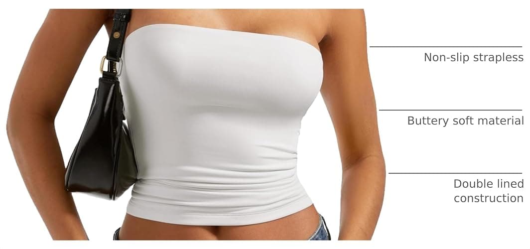 SUUKSESS Women Sexy Tube Top Summer Y2K Going Out Double Lined Basic Tank Top thumbnail 4