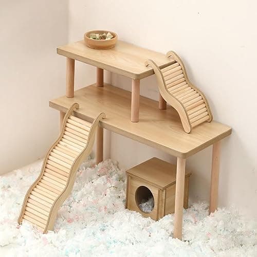3BAO 2-Piece Set Hamster Play Wooden Platform for Dwarf Syrian Hamsters Gerbils Mice Degus or Other Small Pets thumbnail 8