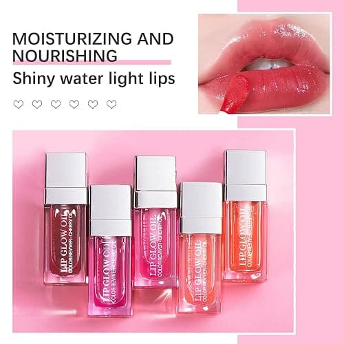 GECOMO Hydrating Lip Glow Oil, Lip Oil Gloss Transparent Toot Tinted Nourishing Long Lasting Repairing Lightening Lip Lines (ROSEWOOD) 0.2 OZ thumbnail 9