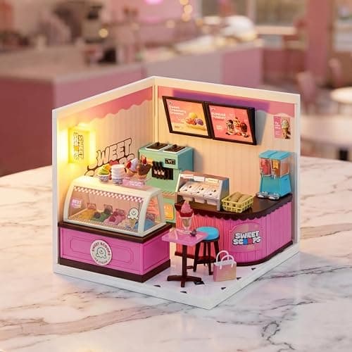 Mini Brands Mini Spaces Sweet Scoop By ZURU | DIY Mini Spaces build & customize kit; light-up miniature ice cream shop scene; display Mini Brands miniatures and figures thumbnail 2