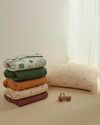 Blissful Diary Muslin Crib Sheets for Girl Boy, Boho Neutral Soft Cotton Baby Sheet for 52''x28'' Standard Crib Mattress, 2 Pack(Monstera&Dark Green) thumbnail 7