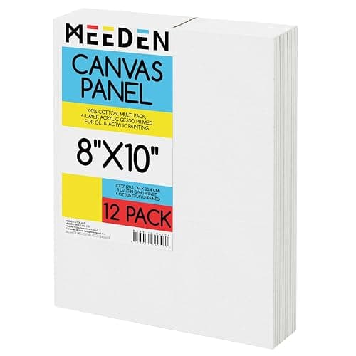 MEEDEN 12-Pack 100% Cotton Canvas Boards for Painting - 8x10'' Blank Canvas Panels for Oil & Acrylic Painting, Ready to Paint Art Supplies for Professional Artists, Students - Image 1