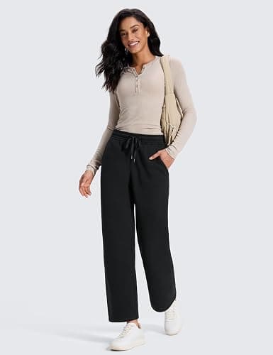 CRZ YOGA Cotton Fleece Lined Sweatpants Women 28"/30"/32" Straight Leg Casual Lounge Sweat Pants for Women thumbnail 4