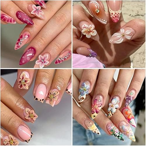 KACHIMOO 100Pcs Flower Nail Art Charms 3D Flowers for Nails Random Style Colorful Hibiscus Nails Hawaii Nail Rhinestones Resin Nail Gems for Women Nail Design thumbnail 6