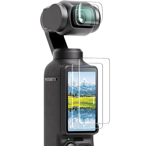 FPVtosky 2 Lens Protector + 2 LCD Screen Protector for DJI Osmo Pocket 3, DJI Pocket 3 OP3 Tempered Glass Film Accessories, 9H Hardness, Touch Sensitive, Full Screen Protection - Image 1