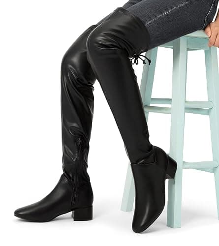 Greatonu Bottes hautes pour femmes, bottes longues d'hiver chaudes thumbnail 7