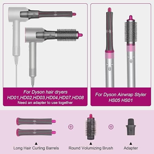 Hair Curling Iron Barrel Attachments: Long Hair Curling Barrels Styler with Adaptor for Dyson Airwrap Hair Dryer, Styler Iron Attachment Parts Hair Tool thumbnail 2