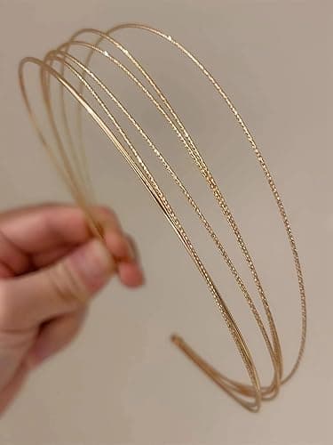 Tobeffect Multi Layers Metal Headbands for Women, 2Packs Fashion Thin Headband Layered Gold Elegant Hairbands Headpiece Trendy Hair Accessories for Girls - Image 1